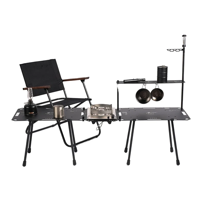 

Modern Portable Metal Folding Table Stainless Steel and Aluminum for Bedroom Beach Hiking and Camping