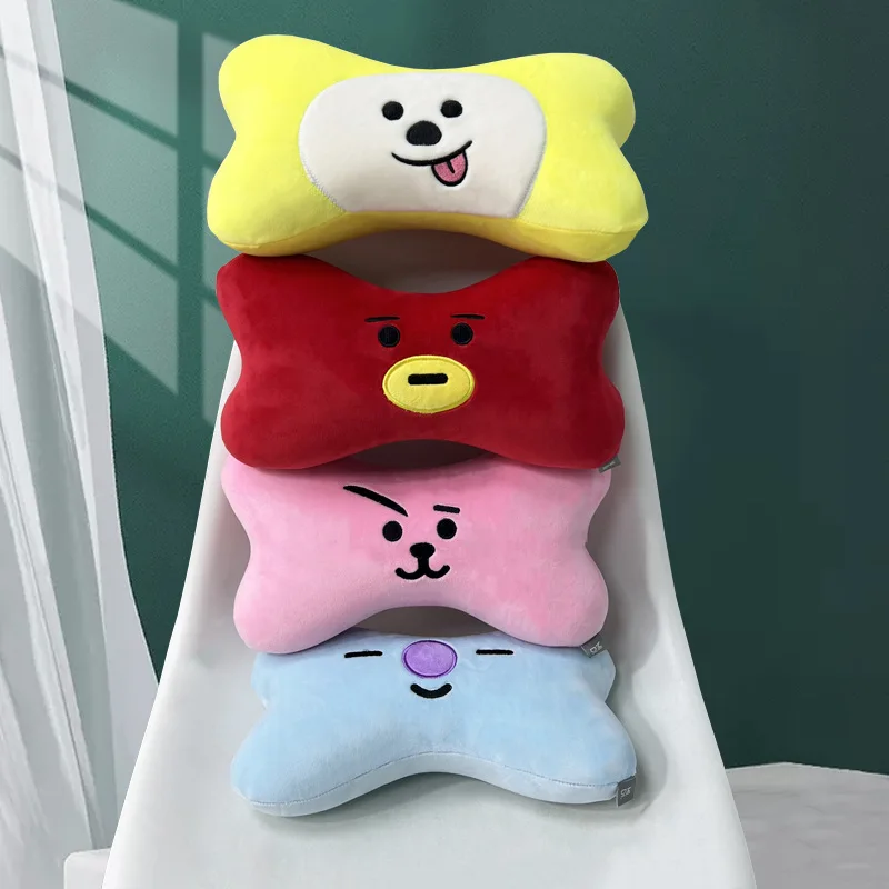 

KPOP BT21S Plush Toys Car Pillow Kawaii Cushion Anime Soft Stuffed Cute Cartoon Animals Doll Seat Neck Pillows Fans Gift