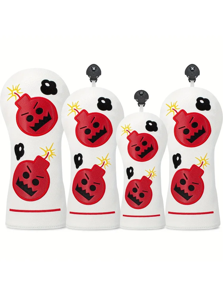 

Защитный чехол для гольф-клуба, черный дизайн для глаз и рта, аксессуары для гольфа, пыленепроницаемый и долговечный, обеспечивает лучшую защиту.