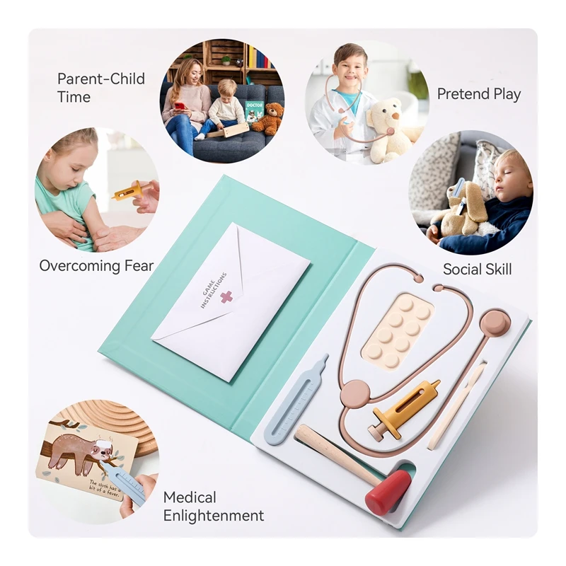 Juego de juguetes de silicona para bebé, libro de cuentos de animales, conocimiento médico, juguetes educativos, casa de juegos para niños
