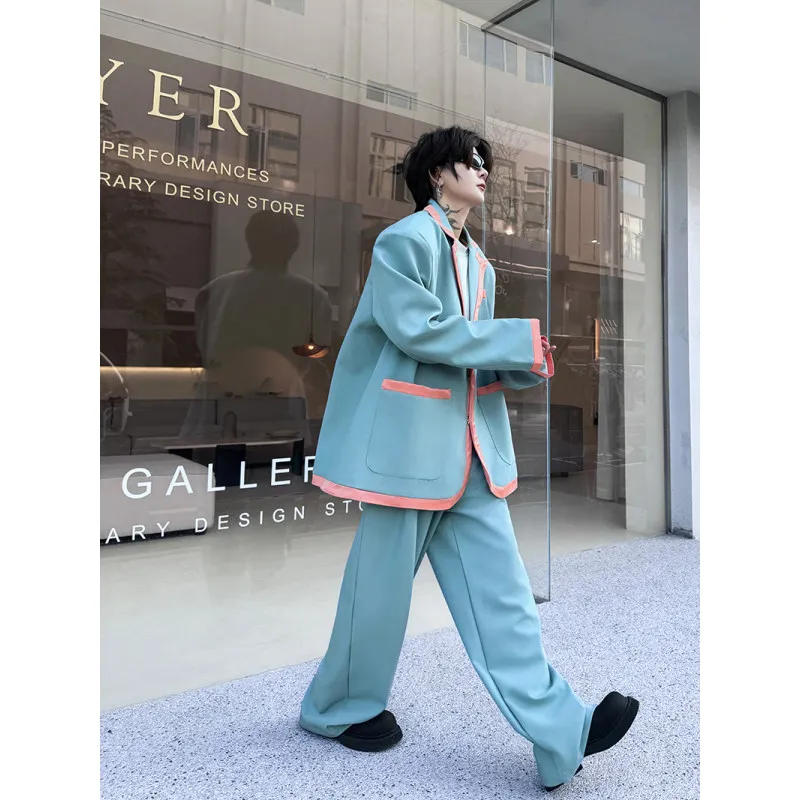 

SuperAen Spring 2024 New Black and White Patchwork Casual Blazer Pants Two Piece Set for Women