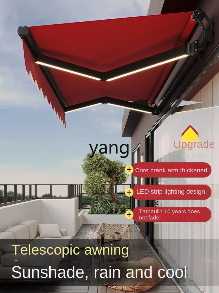 Yjq Telescopic Sunshade Electric Door Folding Aluminum Alloy Household Awning