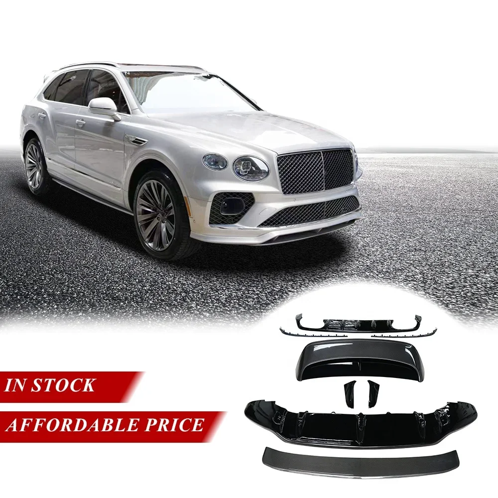 Upgrade Facelift V8S Style Carbon Fiber Front Lip Rear Diffuser Lip Ducktail Spoiler Body Kit For Bentley Bentayga Bodykit 2020