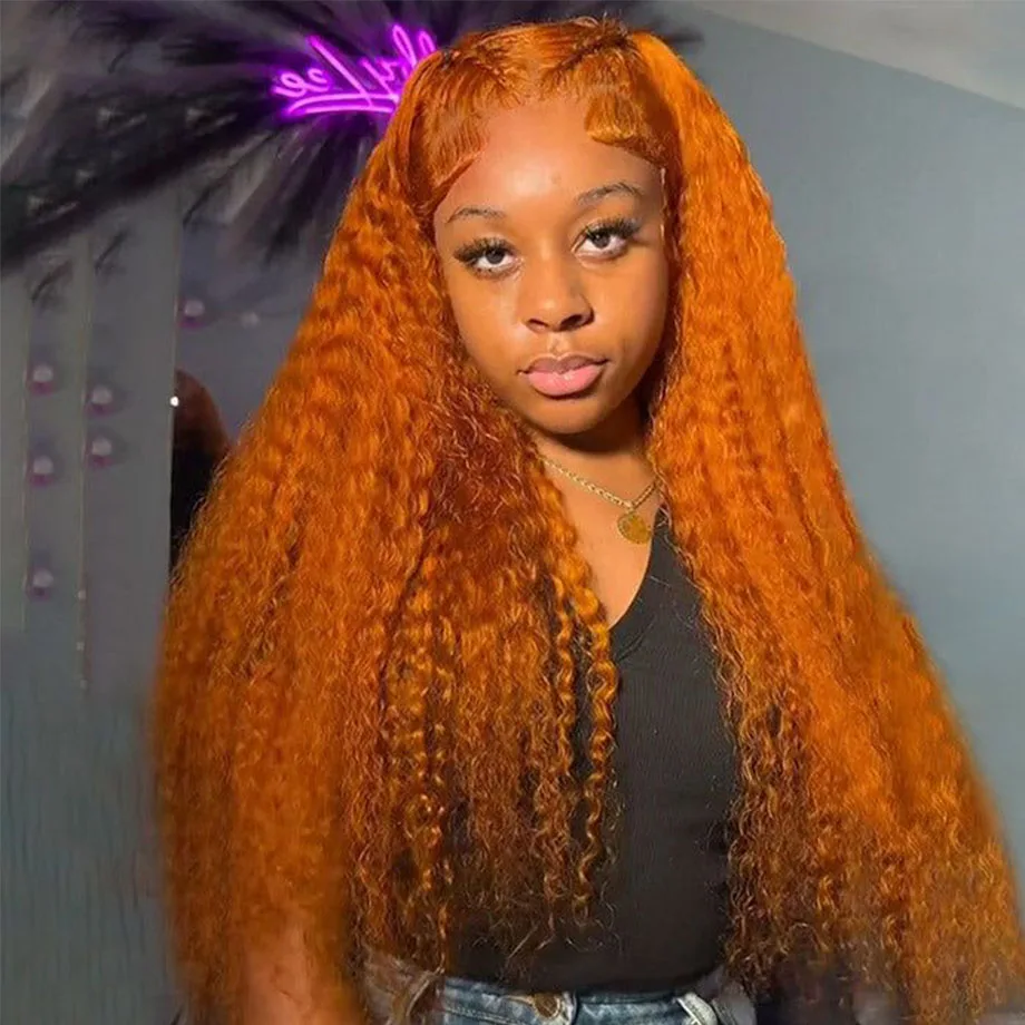 Colored Orange Ginger Lace Front Wigs Human Hair Body Wave 13x6  Lace Frontal Wig 13x4 Transparent Brazilian Hair Wigs On Sale