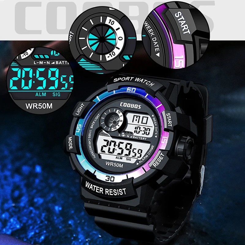 Newest Sport Style Watches For Men Luxury Brand Waterproof Luminous Military Wristwatch Man Multifunction Colorful Digital Clock