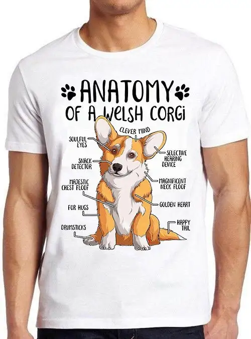 Anatomy of a Welsh Corgi Cartoon Anime Parody Meme Funny T Shirt Style Gamer Cult Movie Music 1072