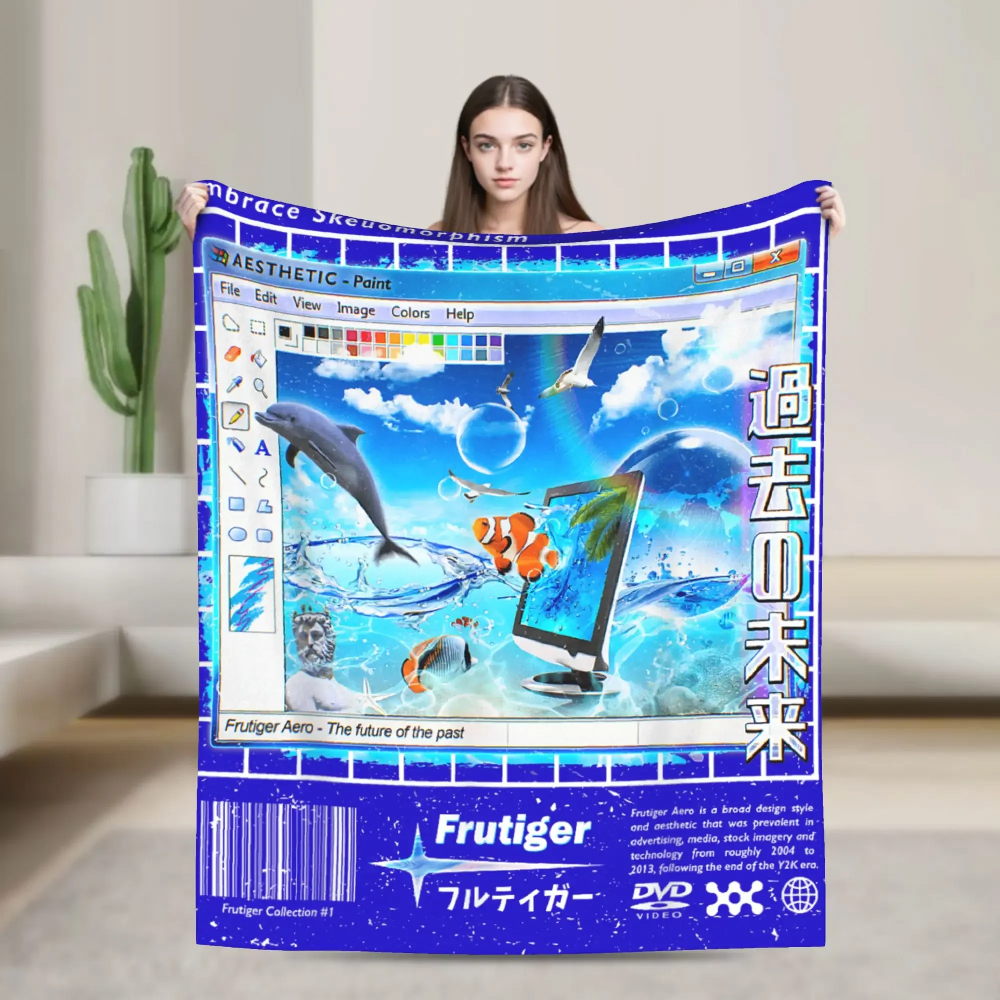 

Frutiger Aero Fashion Collection Blanket Warm Soft Fluffy Plush Throw for Bedroom Travel Couch Bedspread Cover