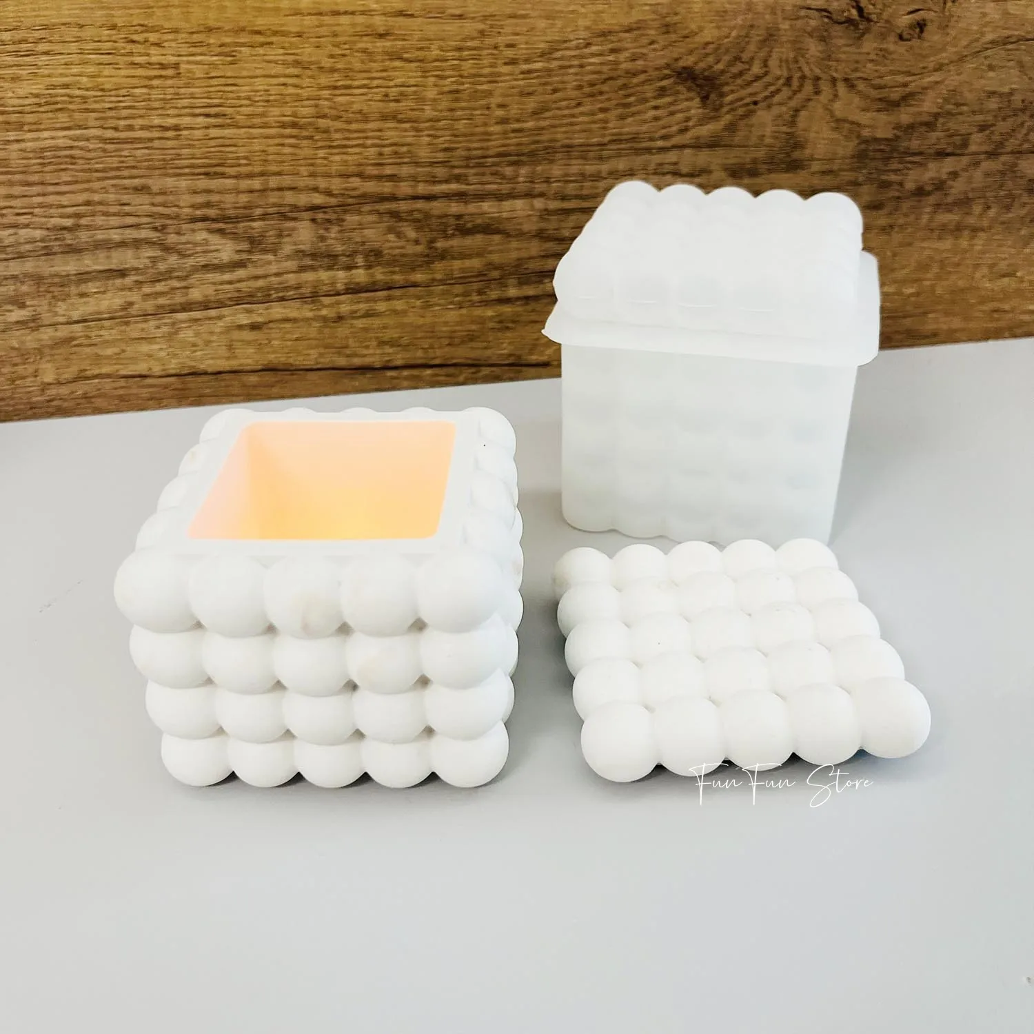 3D Ball Cube Storage Box Silicone Mold Cube Candle Cup Plaster Diffuser Stone Jewelry Storage Drop Glue Mold Simple Home Decor