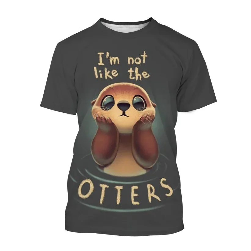 Unisex 2023 Summer T-shirt Popular 3d Animal Print Otter Casual Cute Short Sleeve Breathable Loose 6xl T Shirt Men Tops Tees