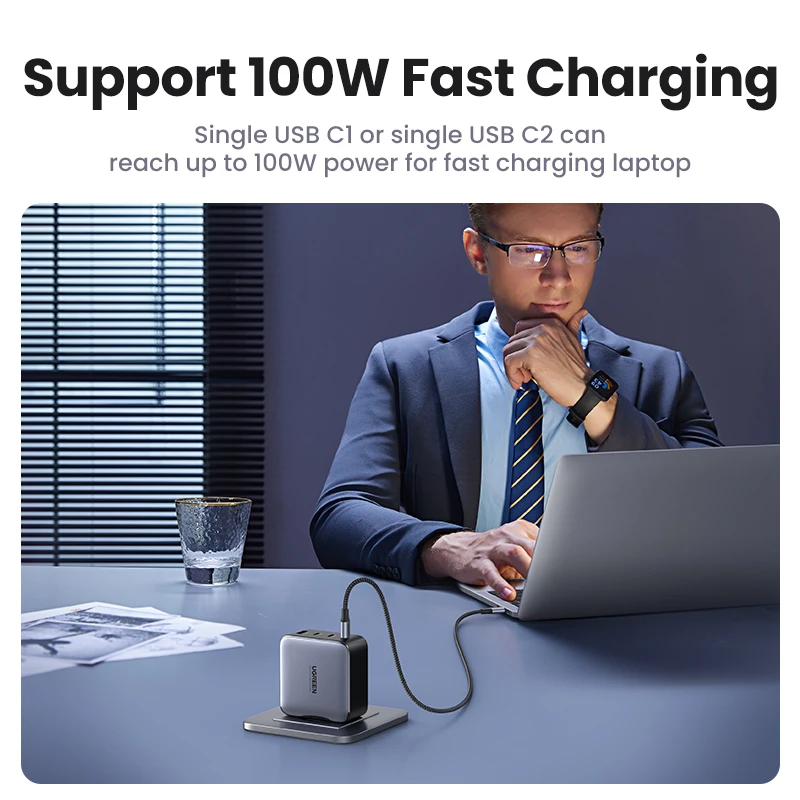 UGREEN GaN100W 65W 45W 30W 20W Fast Charger QC 4.0 3.0 USB Charger for iPhone 16 15 Pro Max Tablet Macbook Air Laptop PD Charger