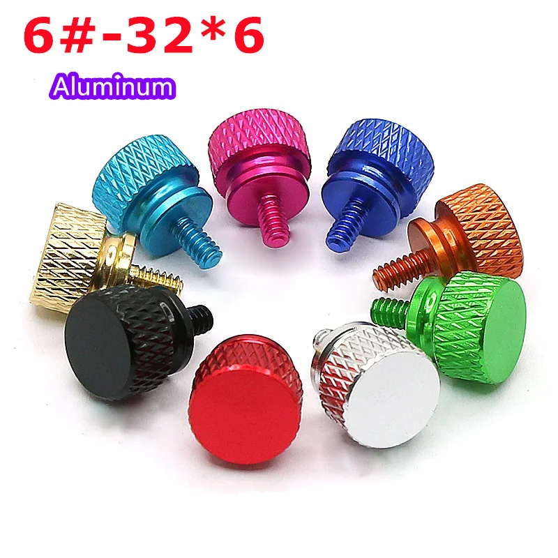 5Pcs UNC 6#-32 Thread Knurled Head Thumbscrews Colorful Anodized Aluminum Hand Tighten Screws Manual Adjustment Screws