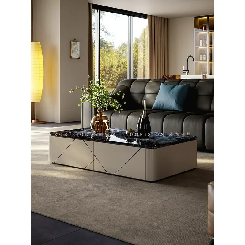 Italian Light Luxury Marble Coffee Table for Villa High End Living Room Home Storage Modern Simplicity New Minimalist Style
