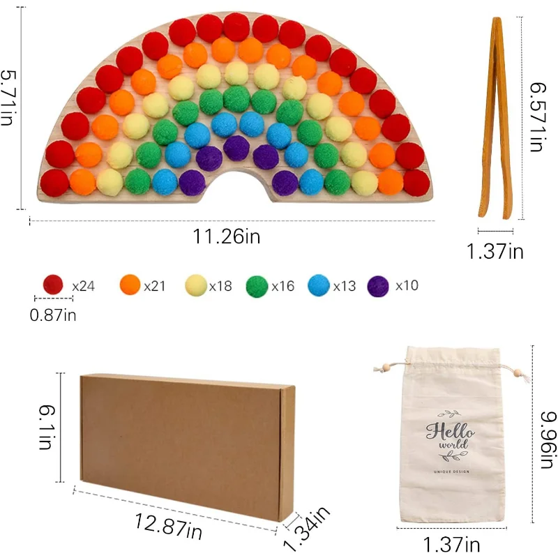 Montessori Regenboog Bord Natuurlijk Hout Speelgoed Voor Meisjes Jongen Kleur Sorteren Educatief Nordic Speelgoed Wiskunde Leermiddelen Speelgoed Cadeau