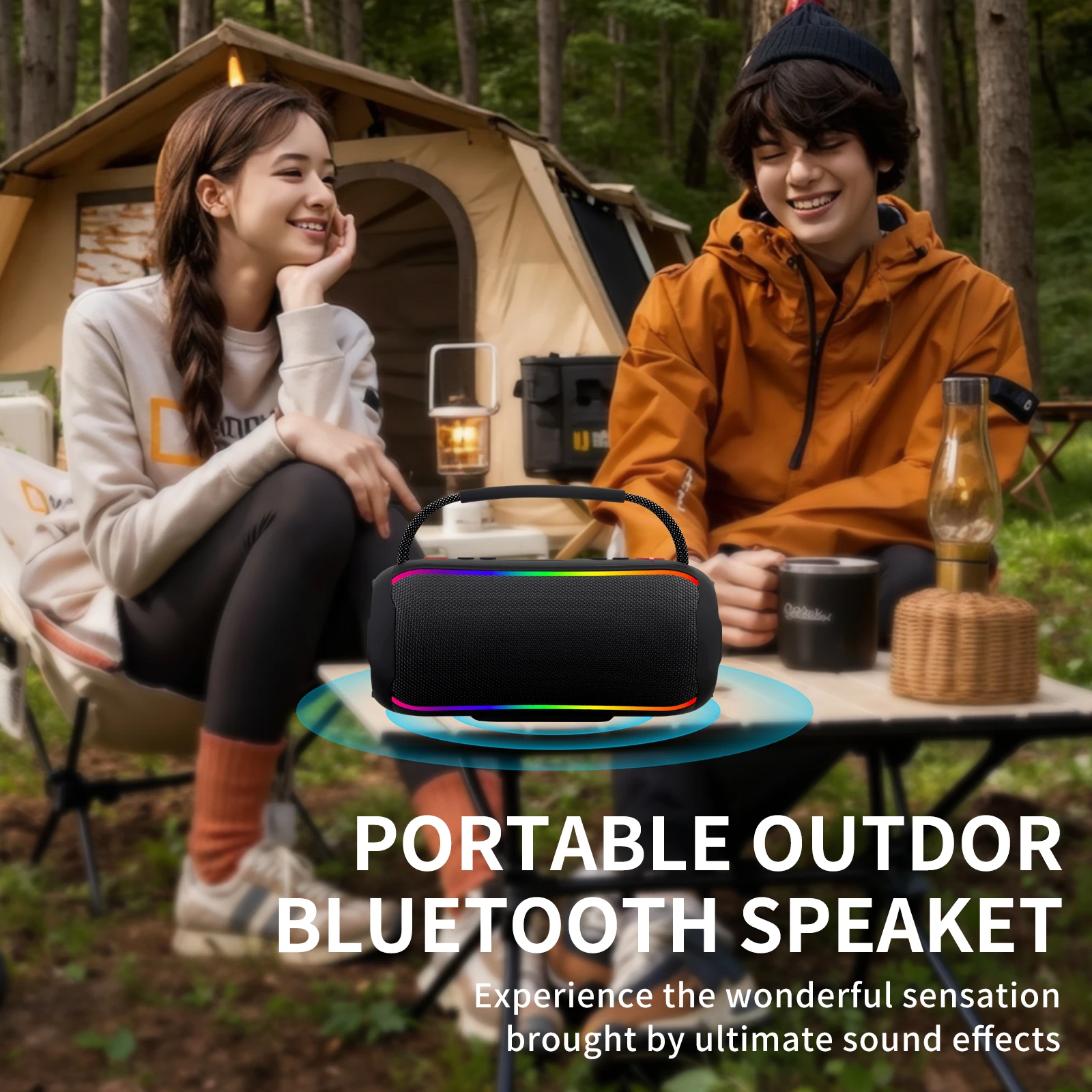 

QUEED P PRO8 Bluetooth-динамик 20 Вт высокой мощности RGB бумбокс портативный уличный бас-сабвуфер для вечеринок и музыкальных мероприятий