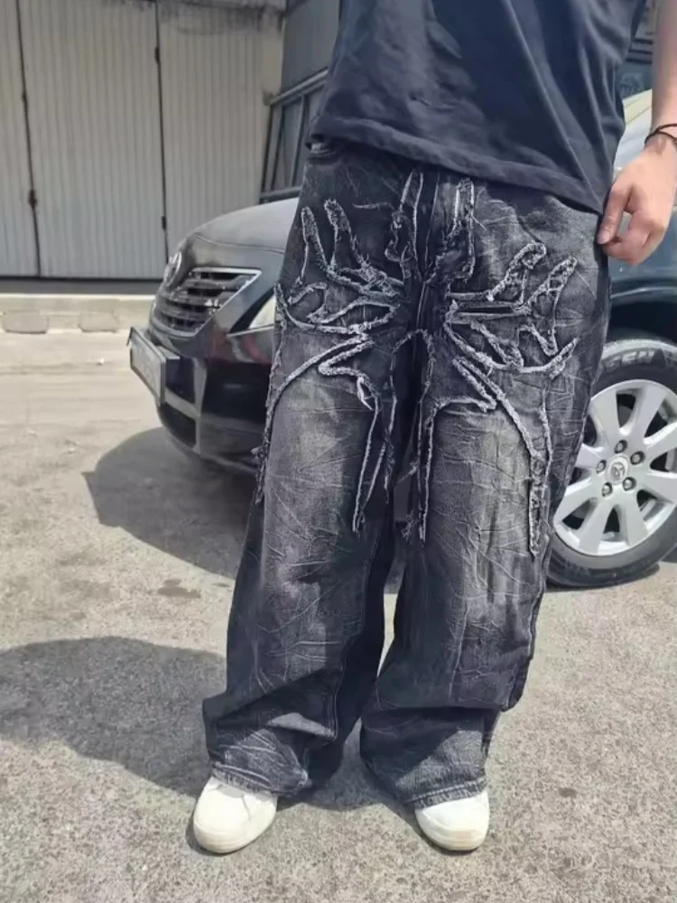 

Уличная одежда в американском стиле ретро Y2K 2023, черные мешковатые джинсы, брюки для мужчин, прямые новые длинные брюки в стиле рок-мужчин