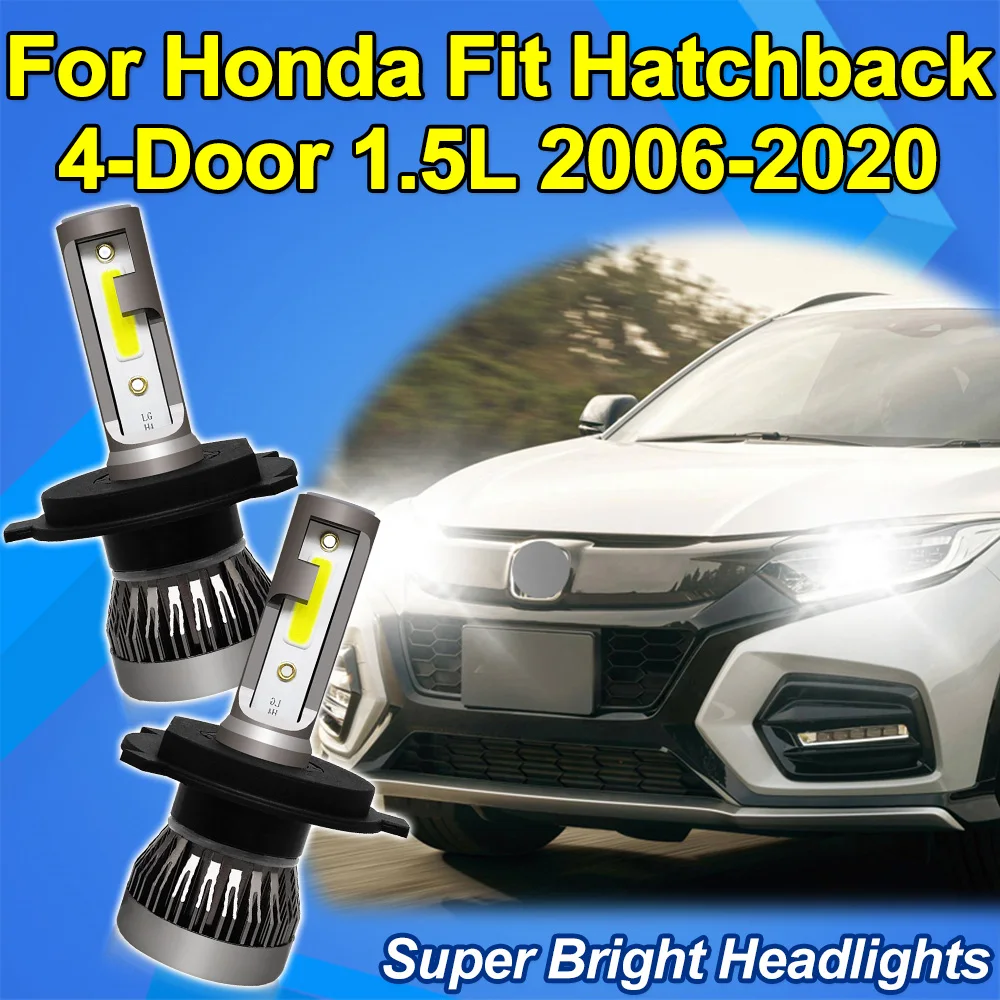 

For Honda Fit Hatchback 4-Door 1.5L 2006-2020 LED Headlight Combo 9003 HB2 H4 6000k White High Beam Low Beam Highlight COB Chips