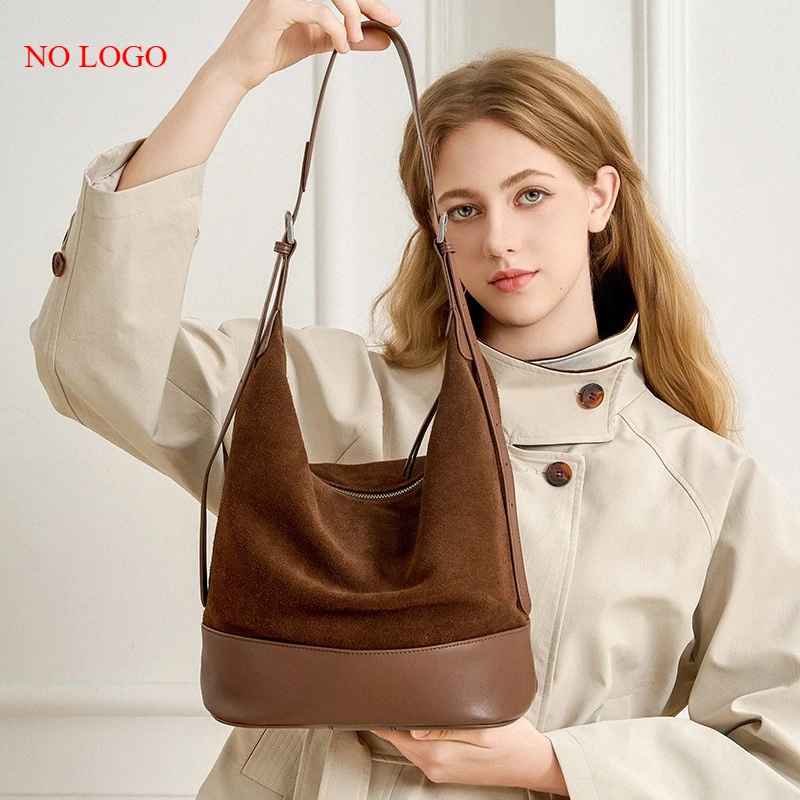 

Large-capacity commuter bag niche light luxury high-end first-layer cowhide new bucket bag