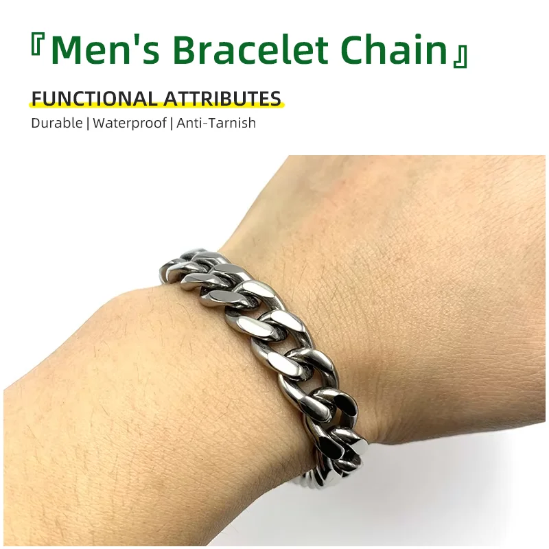 10.5mm Ultra Mirror Polish Pure Titanium Cuban Bracelet for Men Fashionable Gift