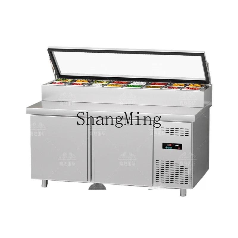 

ZYY commercial fresh-keeping workbench fruit fishing display cabinet cold vegetable freezer small material refrigerator