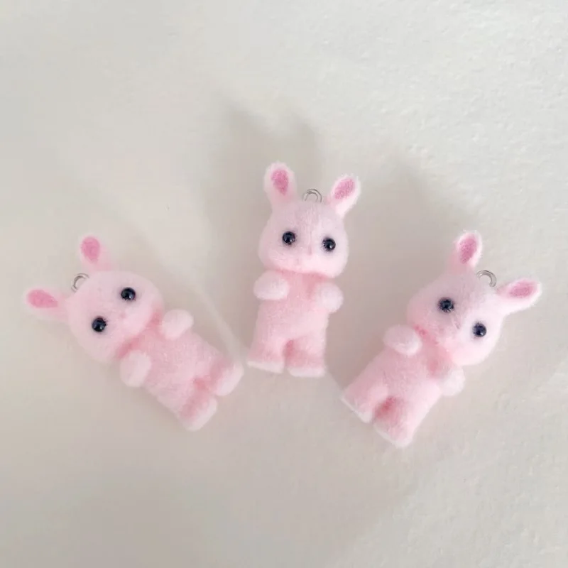 Nowy 3 sztuk/partia kolorowe uciekają zwierzęta kreskówki króliki kształt Charms wisiorek z żywicy Charms dla kobiet dziewczynki DIY biżuteria akcesoria — zdjęcie 7