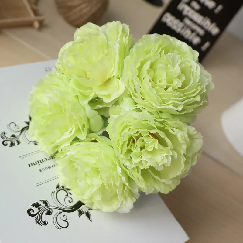 5 Köpfe/Bouquet Pfingstrosen Künstliche Blumen Heimdekoration Seiden-Kunstblumen Pfingstrosen künstliche Blumen für Hochzeits-DIY-Dekoration. – Detail 10