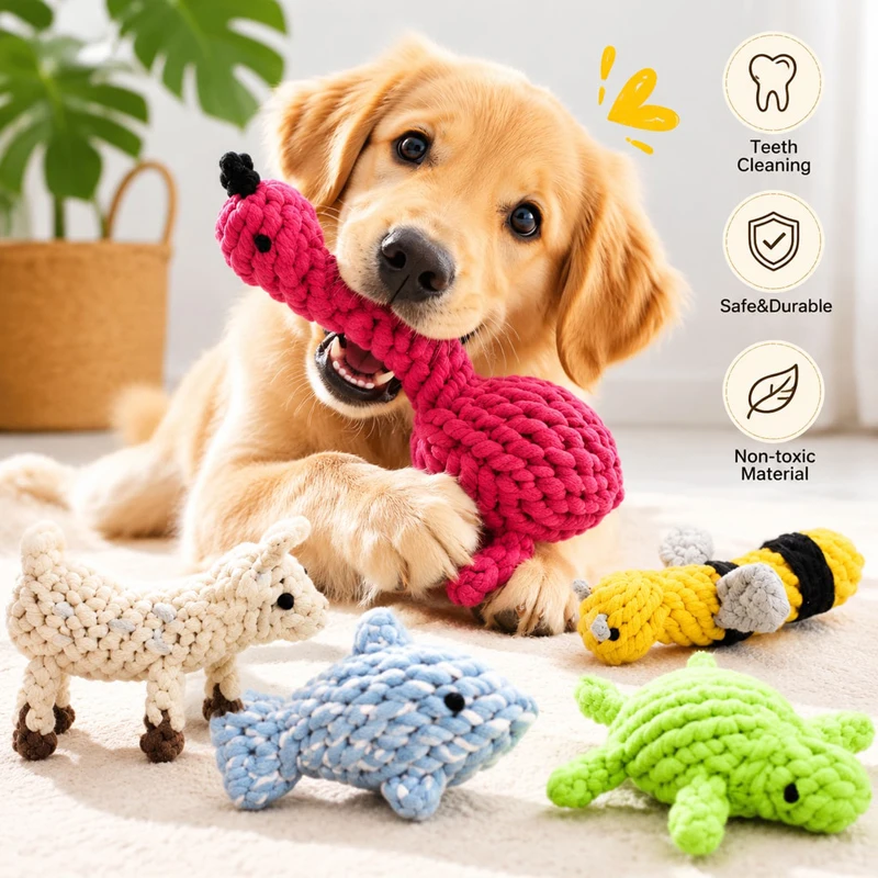 ألعاب للكلاب مقاومة للعض، مصنو - مراجعة Interactive Squeaky Plush Dog Toy وسعره