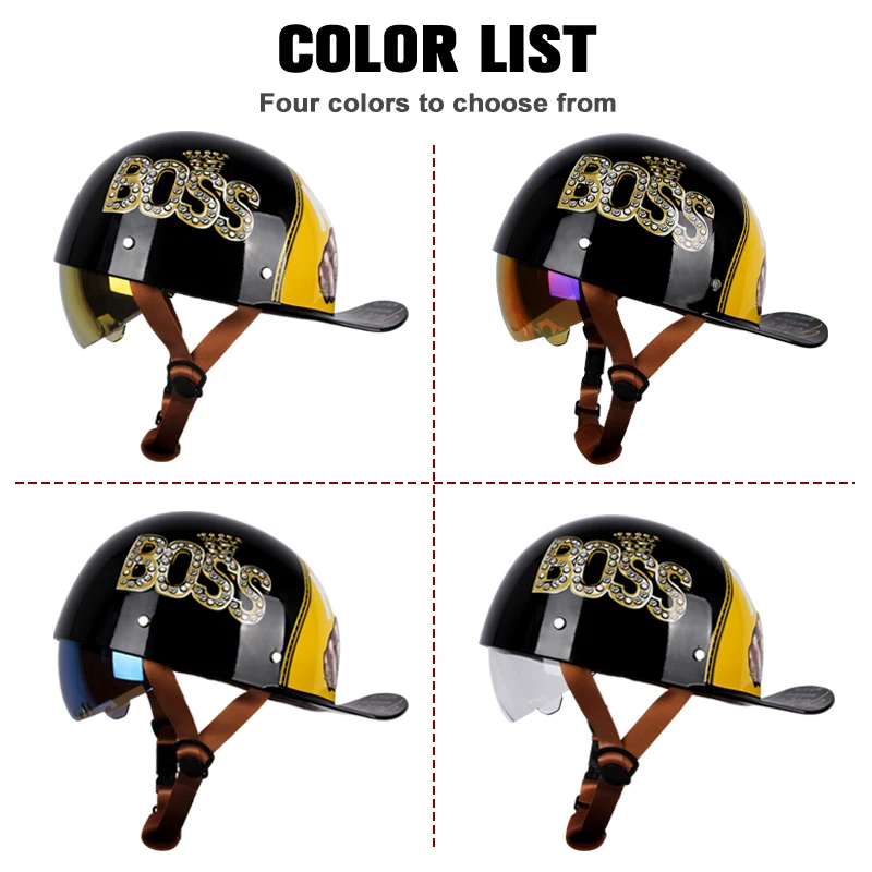 Uchoose الصيف دراجة نتوء (غطاء) DS قبعة بيسبول خوذة الرجعية الخوذ خمر مفتوحة الوجه سكوتر كروزر المروحية العصابات #2