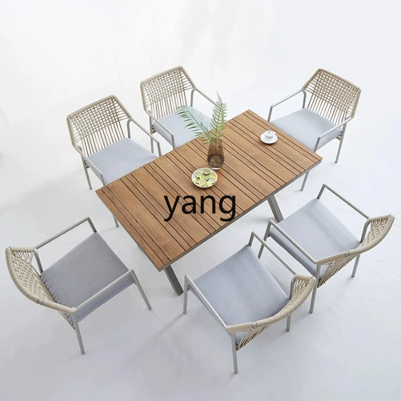 LMMOutdoor Balcony Small Table and Chairs Villa Courtyard One Table Four Chairs Aluminum Alloy Leisure Table and Chairs