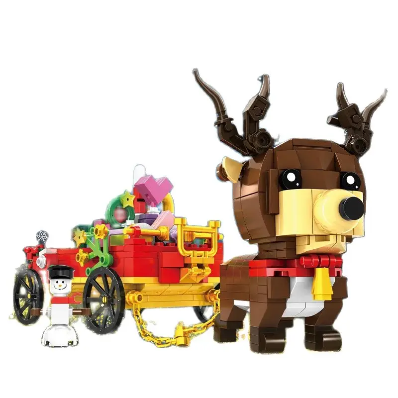 

Christmas Tree Santa Claus Reindeer Xmas Stocking House Tower Building Blocks City Winter House Christmas Car Model Toys Gifts