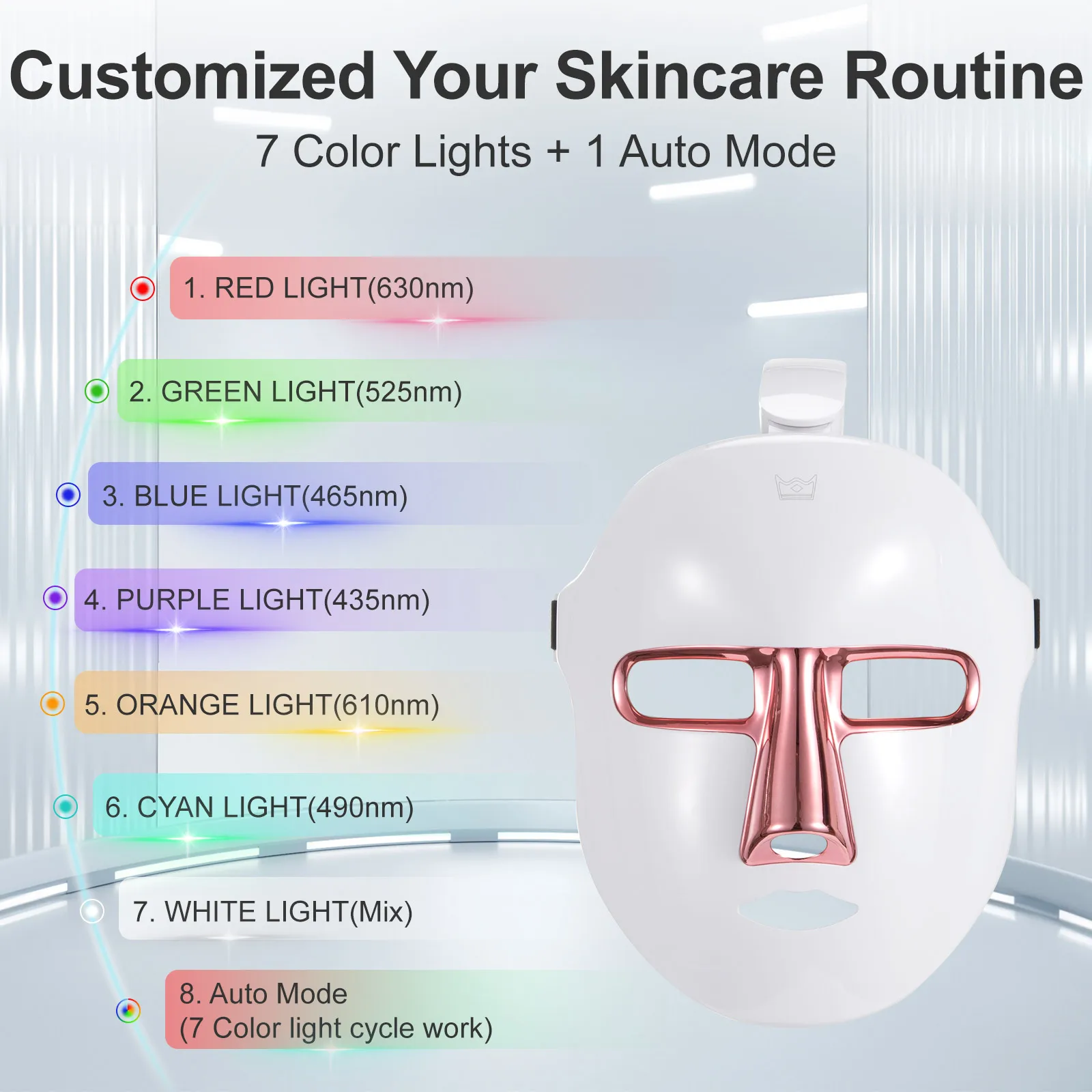 Máscara LED Facial recargable, terapia de fotones LED de 7 colores, máscara de belleza, rejuvenecimiento de la piel, estiramiento Facial en casa, dispositivo de belleza blanqueador