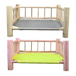 Pet Hammock Bed Easy Assembly Hammock With A Oxford Fabric Pad Wooden Cat Swing Bed For Puppy, Rabbit, Bunny And Small Animal