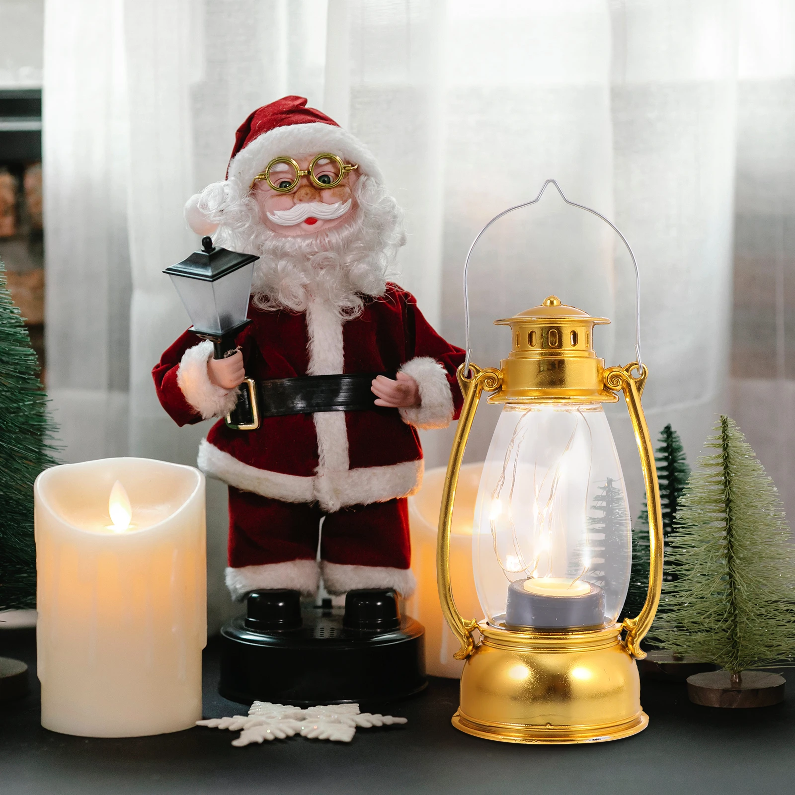 

Retro Lantern Christmas Decorations Vintage Hanging Lamp Ornament Scene Light Adornment Decorate