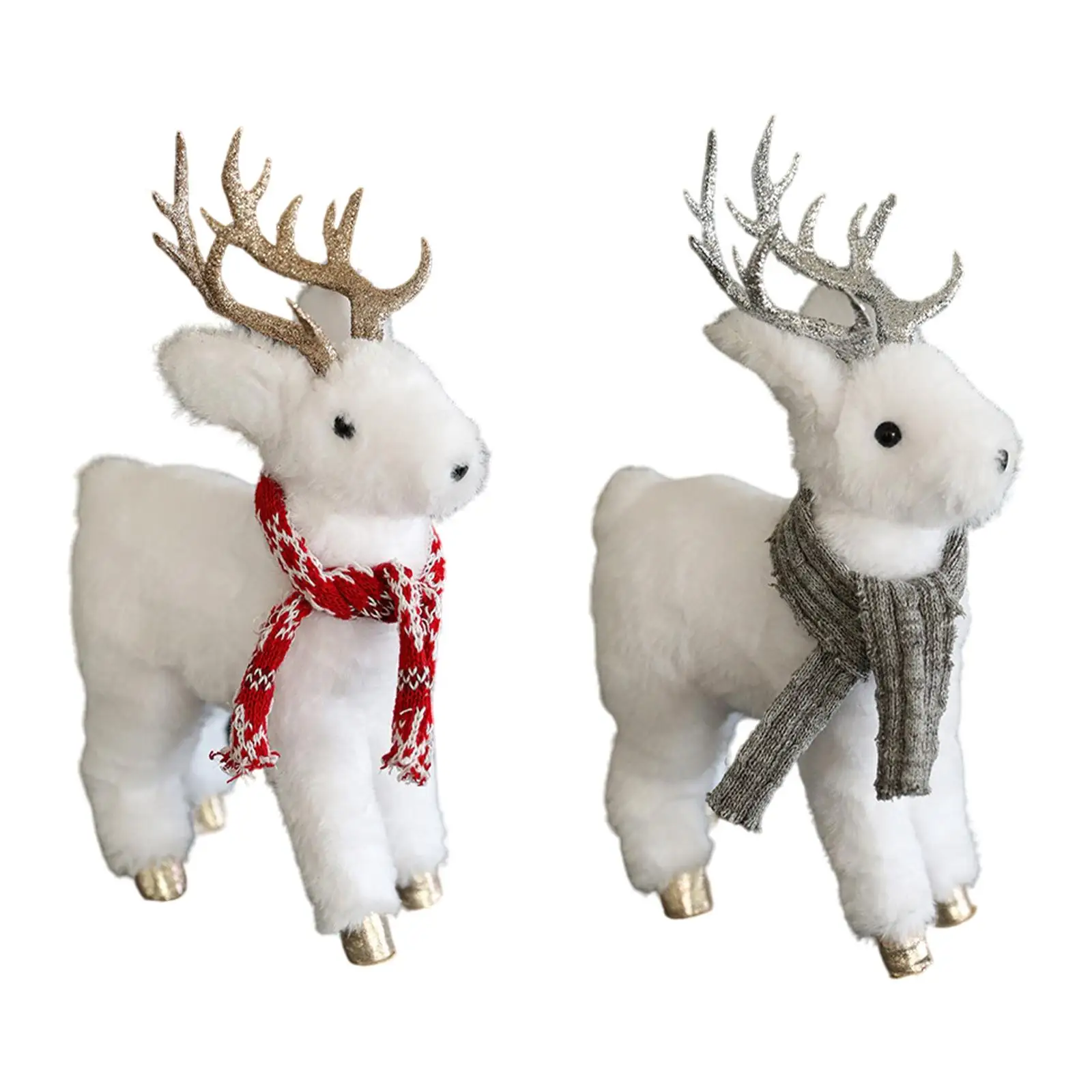 Stuffed Reindeer Christmas Figure Decoration Collection Lovely Decorative Stuffed Animal for Xmas Bar Tabletop Festival Shelf