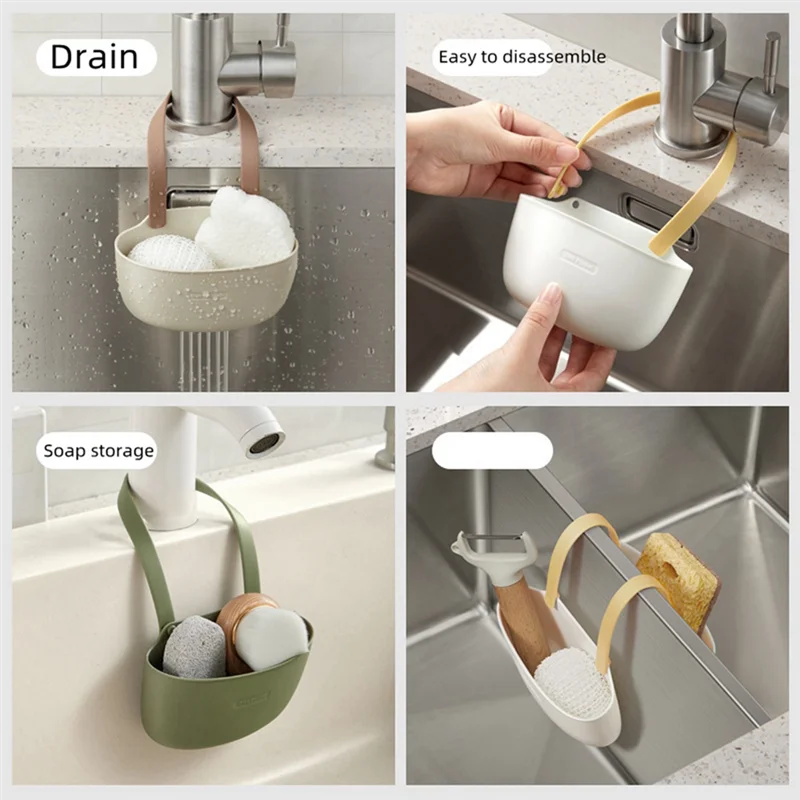 ABBY-Kitchen Sink Sponges Soap Holder Storage Drying Rack Accessories Organizer Green 1 PCS