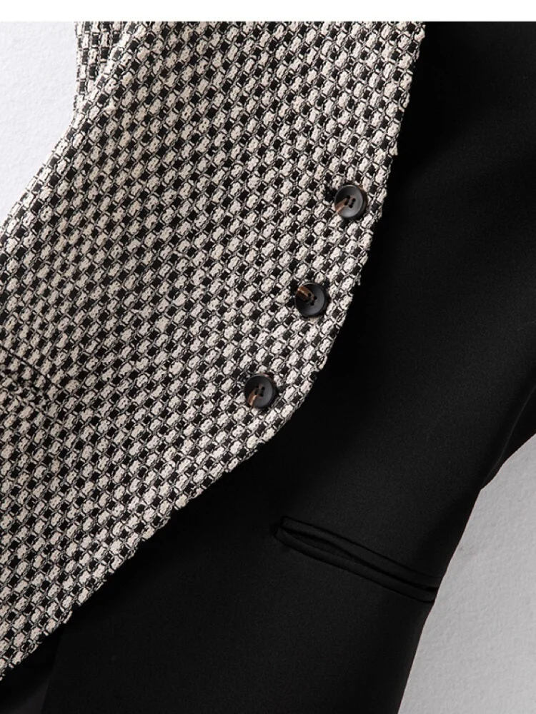 Women's Color Blo Vest 2024 Spring New Sle Mid-Length Svel round Ne Slim Fit Versatile Polyester Blend Vest