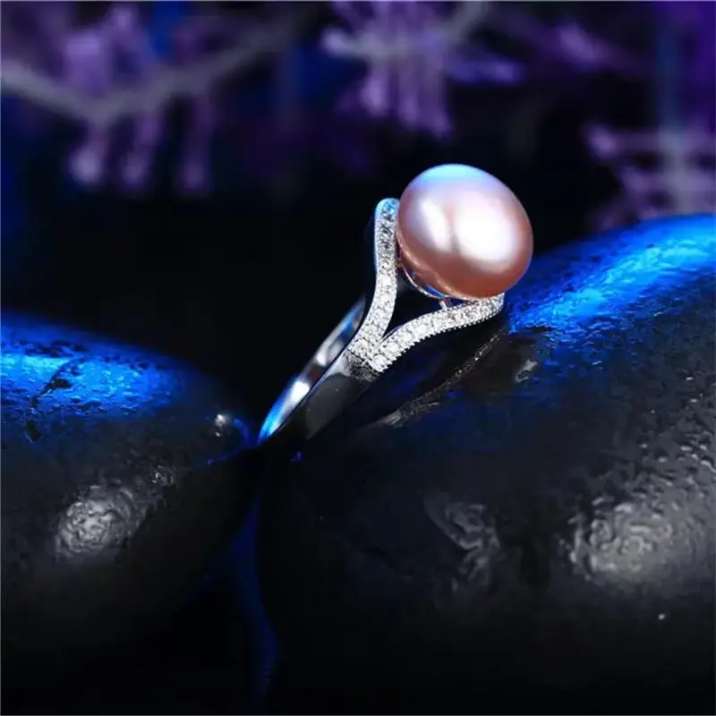 Hengsheng 100% Genuine Real Natural Freshwater Pearl Ring Trendy Pearl Jewelry Luxury Adjustable Rings For Mother Gift,8mm pearl