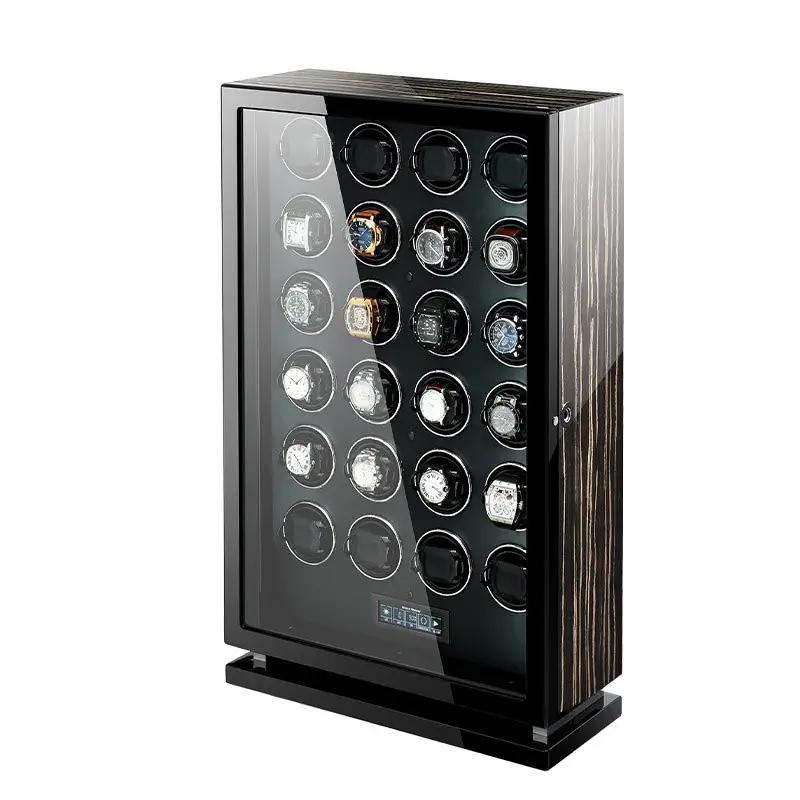 Luxe Automatische Horloge Winder12 24 30 Slot Hout Mechanisch Horloge Doos Vingerafdruk Unlock Rustig Mabuchi Motor Horloges Opslag Veilig