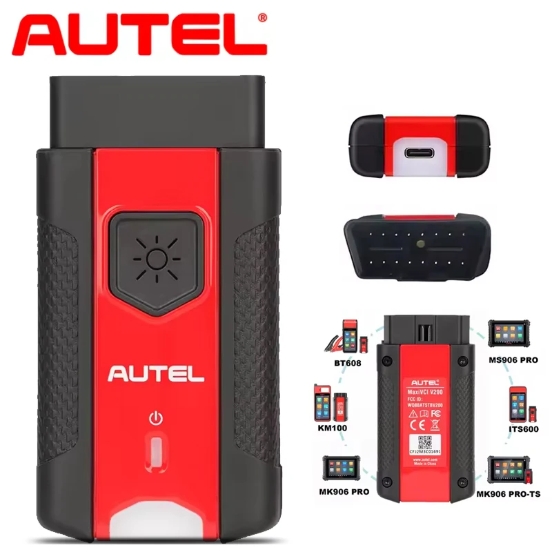 

Autel MaxiVCI V200 Bluetooth-разъем Интерфейс связи автомобиля с Autel KM100 MS906Pro BT609 ITS600 Поддержка DoIP CanFD