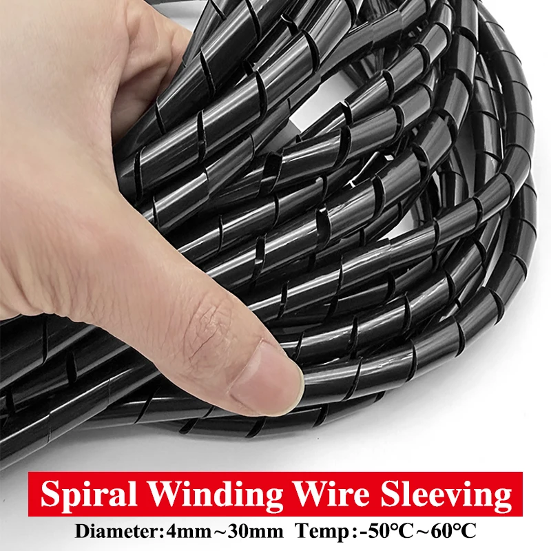 

Expandable Cable Sleeve 4-30mm Spiral Wrap Tube Wear-Resistant Cable Protector White/Black Wire Organizer for Industrial Use