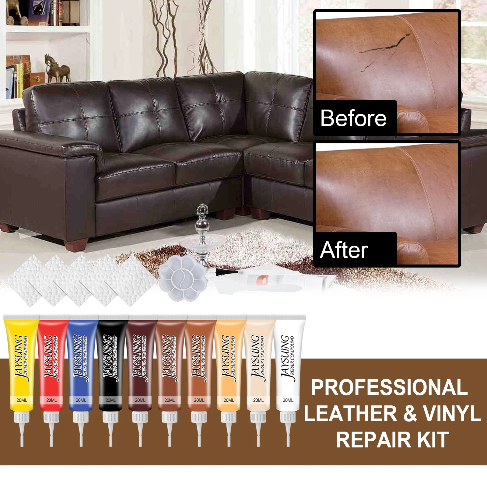 20ml Leather Repair Gel Color Car Repair Scratches Cracks Sofa Auto Seat Leather Complementary Refurbish Cream Repair Paste
