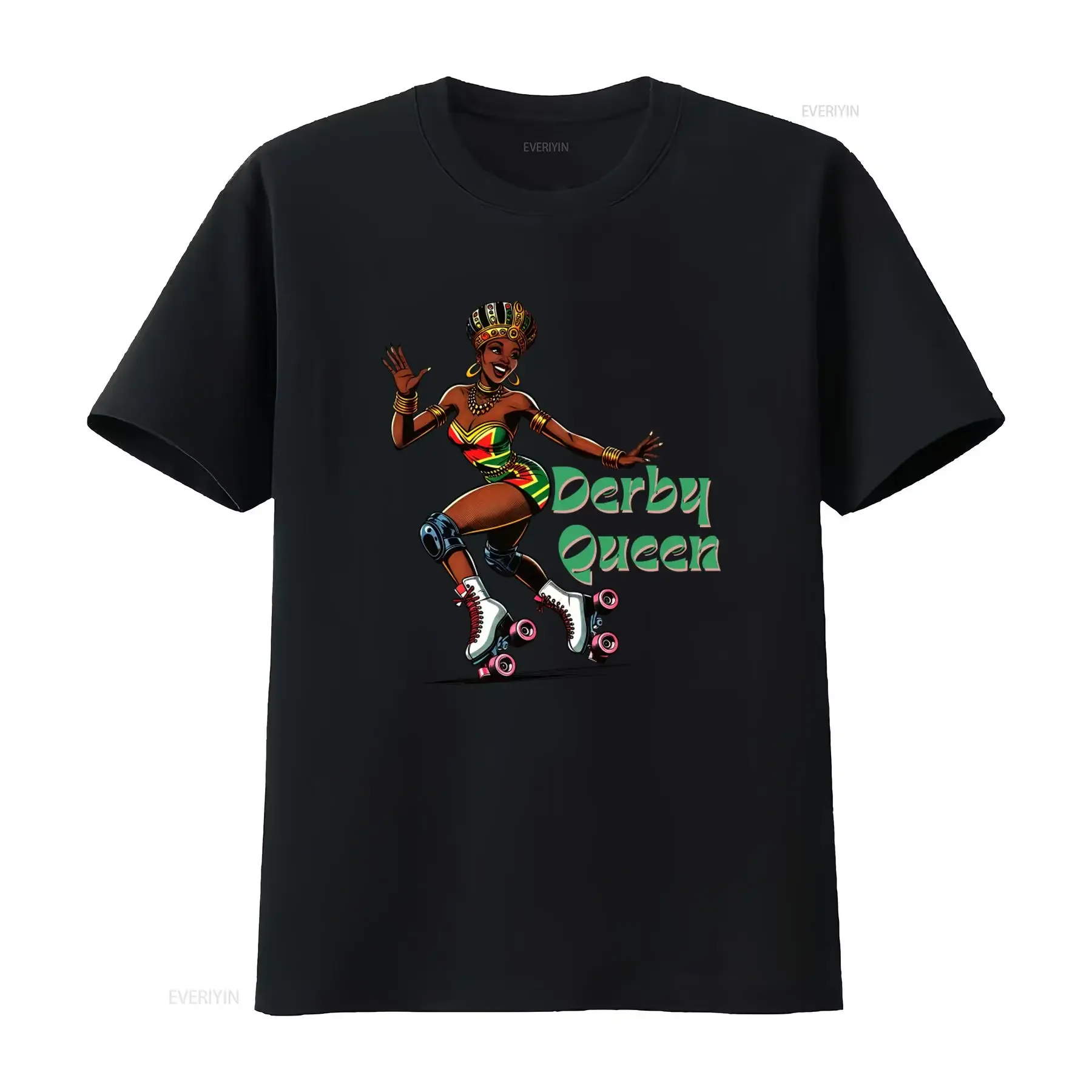 Camiseta Vintage Retro Roller Derby Queen con Diseño Africano Zulu de Patinaje, Estilo Skate or Die, Lavado Vintage, Suave, Streetwear Ligeramente Desgastado