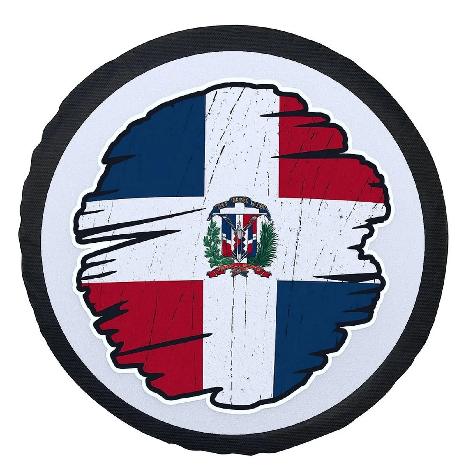 

Distressed Dominican Flag Tire Cover Universal Spare Wheel Protection Cover for SUV Truck