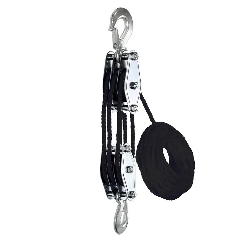 

Block And Tackle Pulley System 5:1 Lifting Power 3/8 Rope Hoist Pulley Heavy Duty Multifunctional Rope Pulley With 2200 LBS