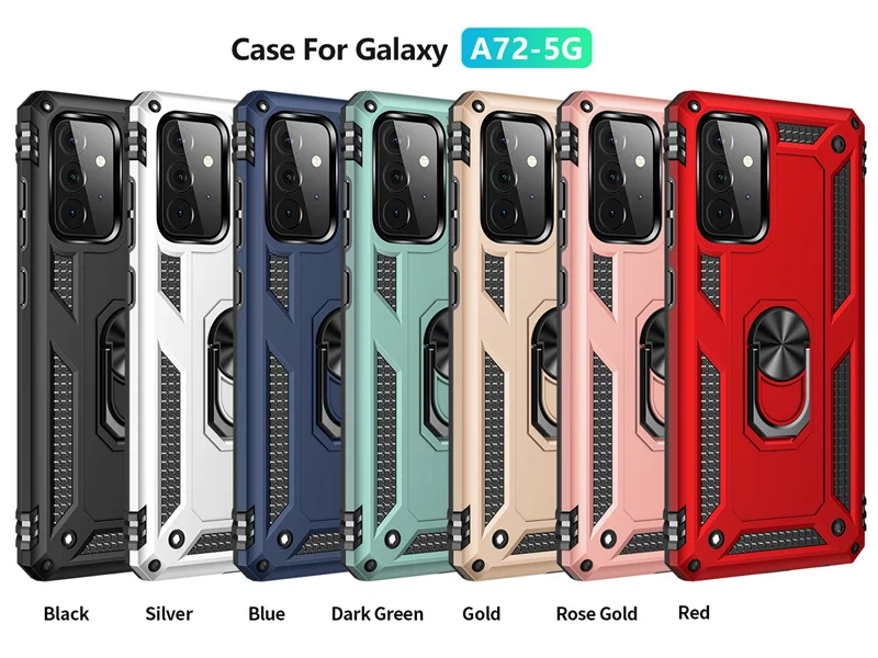 For Samsung Galaxy A12 A32 A42 A52 A72 5G Cases Cover Armor Rugged Shockproof Magnetic Car Holder Ring Phone Case for A02 A02S