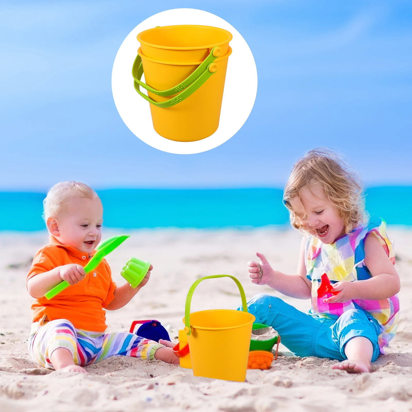 

2 Pcs Play Sand Children's Toys Beach Supply Small Bucket Light Thicken Playing Portable Plastic Buckets