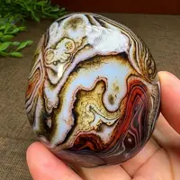 Big Smooth Agate Stone Healing Crystal Geode Pebbles Mineral Specimen Madagascar Craft Silk Agate Landscape DIY Gemstones Decor 4