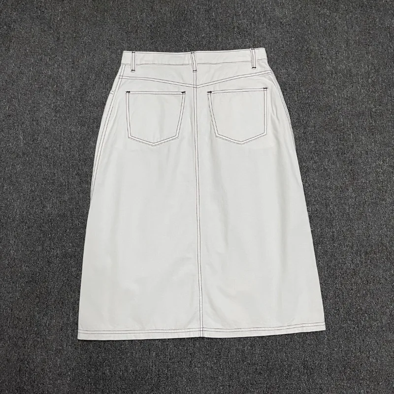 Nouveau Printemps et été décontracté polyvalent taille haute a-ligne jupe jupe en jean pour les femmes