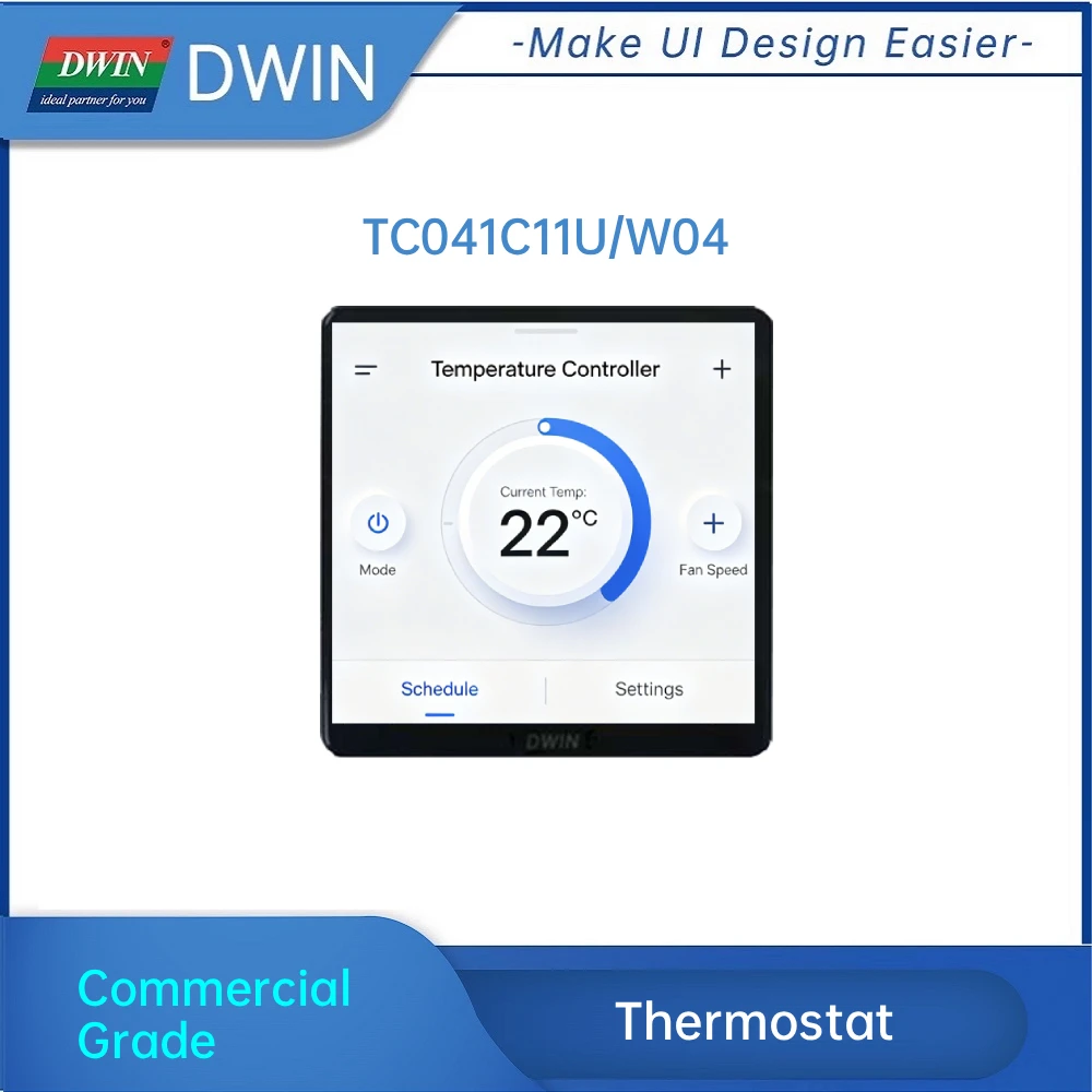

DWIN 4.1-дюймовый термостат 720*720 с IPS TFT LCD модулем, сенсорным экраном 250 нит, WiFi, RS485 и емкостной сенсорной панелью для умного дома