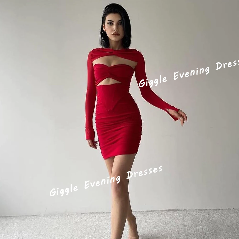 Giggle Crepe close-Fitting Sexy Elegance Prom Gown Saudi Arab Knee-Length Fashion Formal Evening Party Dresses for Women 2024