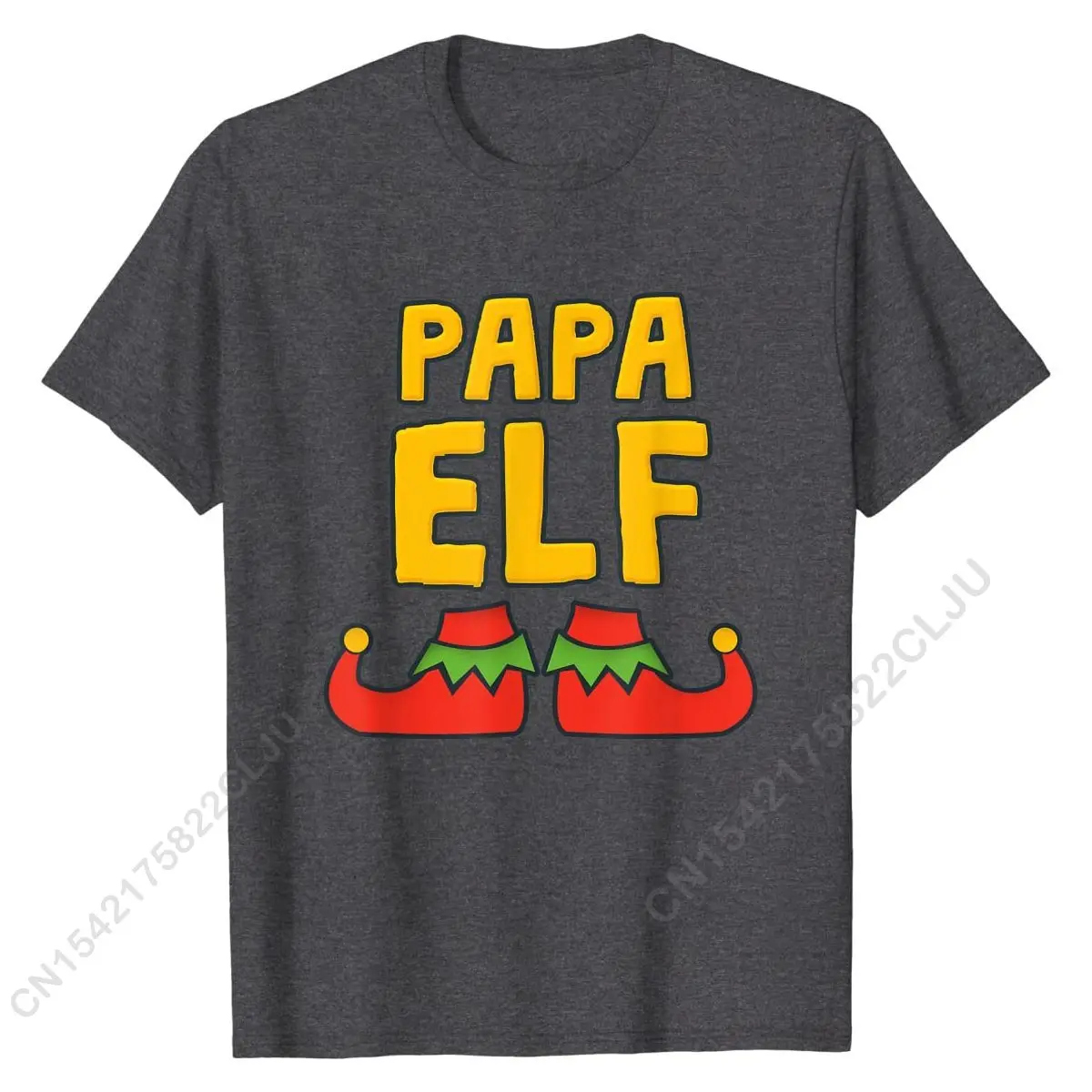 Papa Elf With Elf Shoes T-Shirt Christmas Tee Family Men T Shirts Cotton T Shirt Fashionable